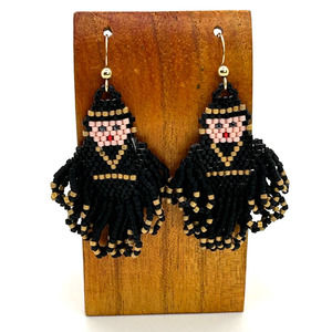 Hand Beaded Delica Bead Earrings Native American Grass Dancer Sterling Ear Wires